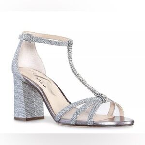 NINA Haviva Silver Jewel Block Sandals